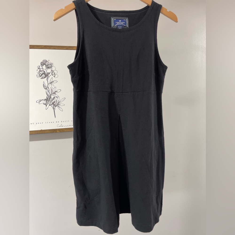 American Eagle Outfitters black sleeveless wool cotton blend dress pockets M